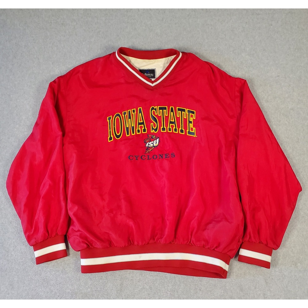 Holloway Iowa State Cyclones Pullover Jacket Mens XL Red V-Neck Windbreaker